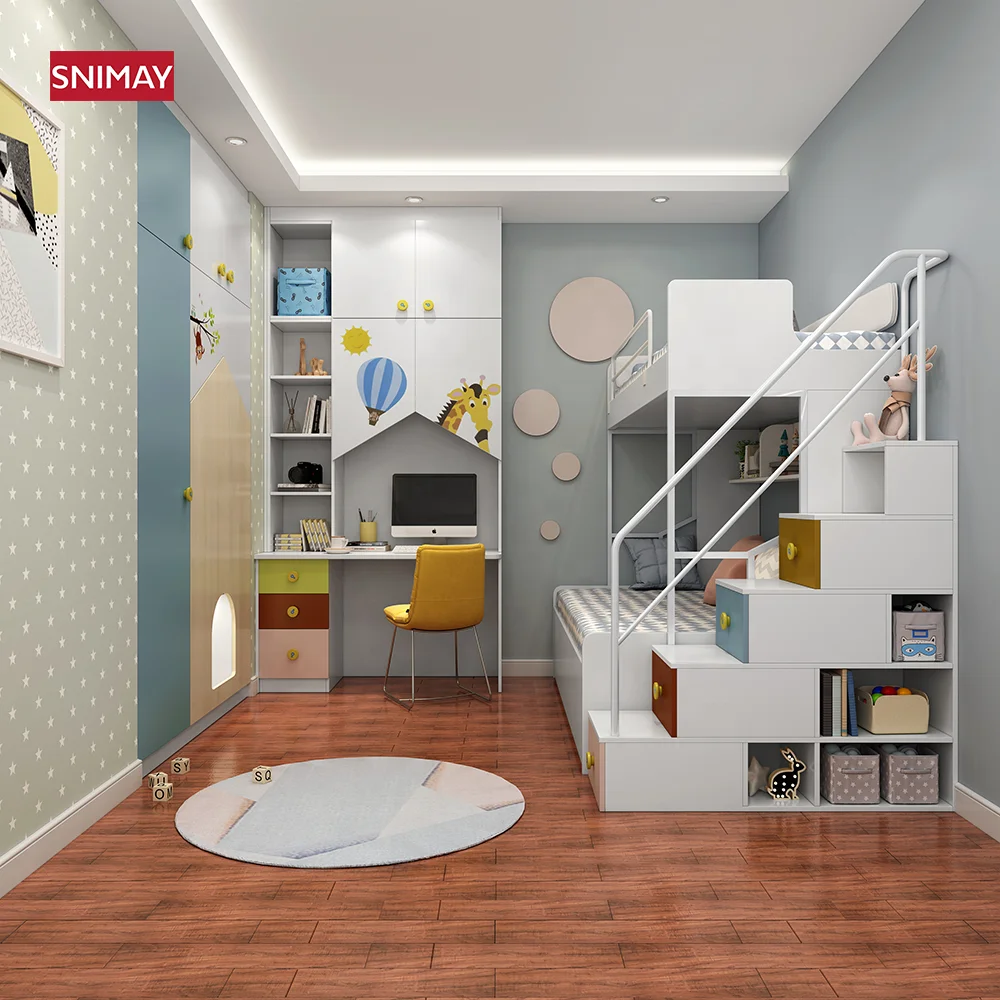 MDF Wooden Double Children Bunk Bed For Kids Bedroom