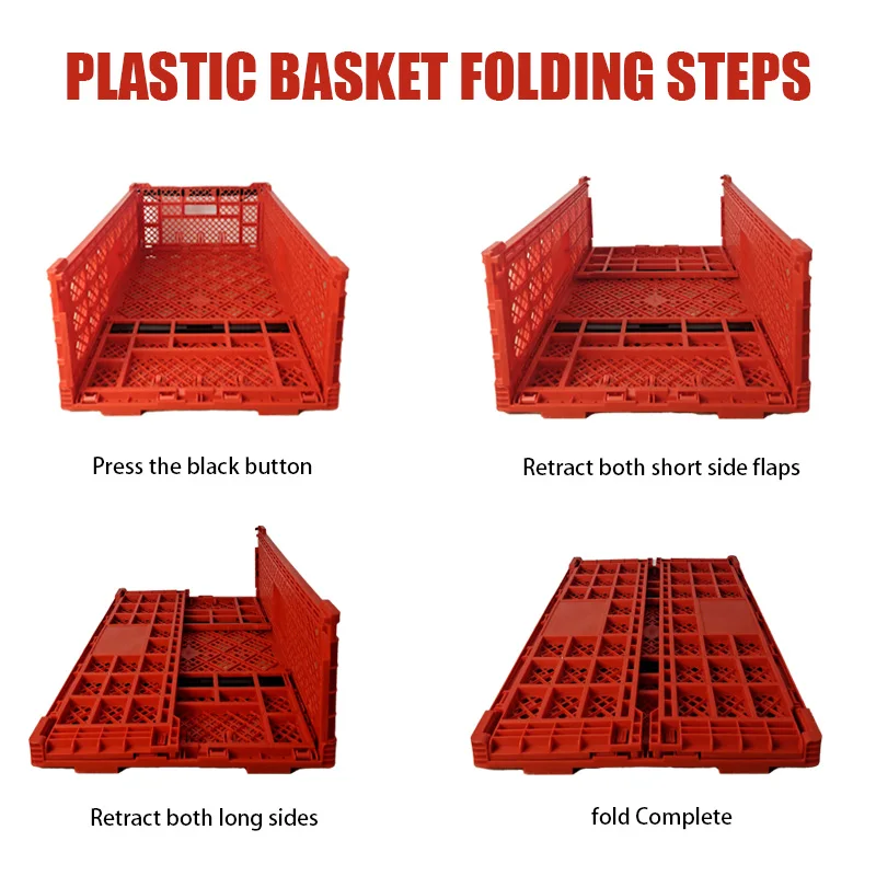 Flexography Recyclable heavy duty Folding Plastic Milk Crate PP material foldable stacking transport storage fruit crates