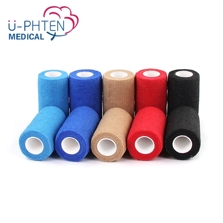 Bulk Wholesale Custom Logo Printing Medical Supplies Non Woven Easy Tear Self Adhesive Vet Wrap Cohesive Elastic Bandage