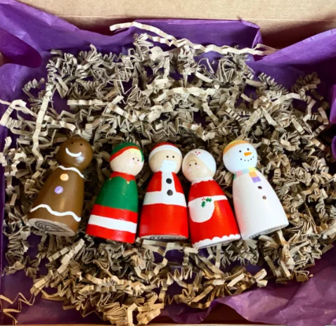 Original style unpainted drawing peg dolls decorative peg dolls Christmas festivals wooden peg dolls