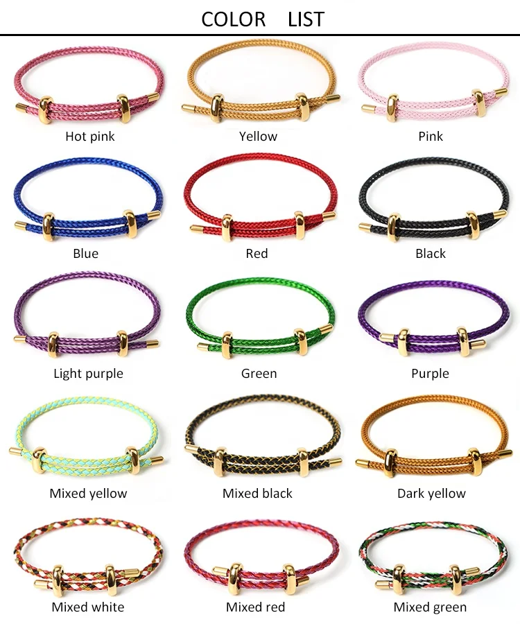 Hot Male/Female Adjustable Clasp Multi-color Lucky Wire Rope Stainless Steel Bracelet