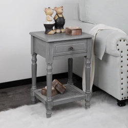 Retro Furniture Wicker Weave Bottom Frame With Drawer Storage Nightstand