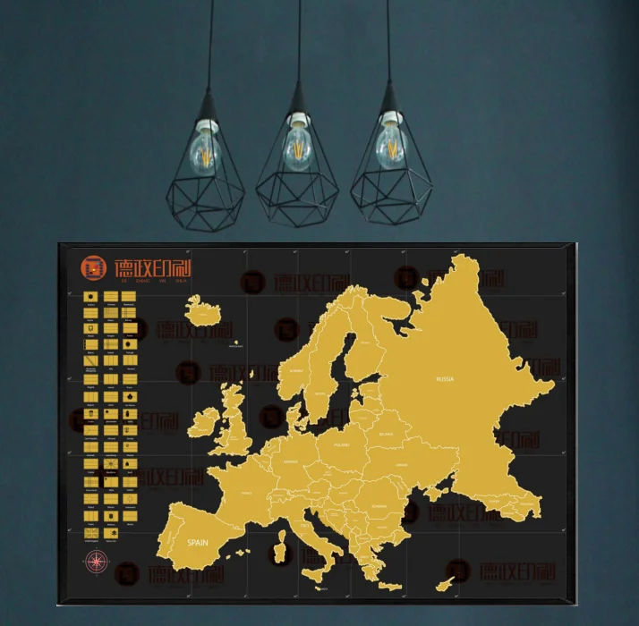 Amazon hot sale New design wholesale scratch off psoter scratch off map Europe map
