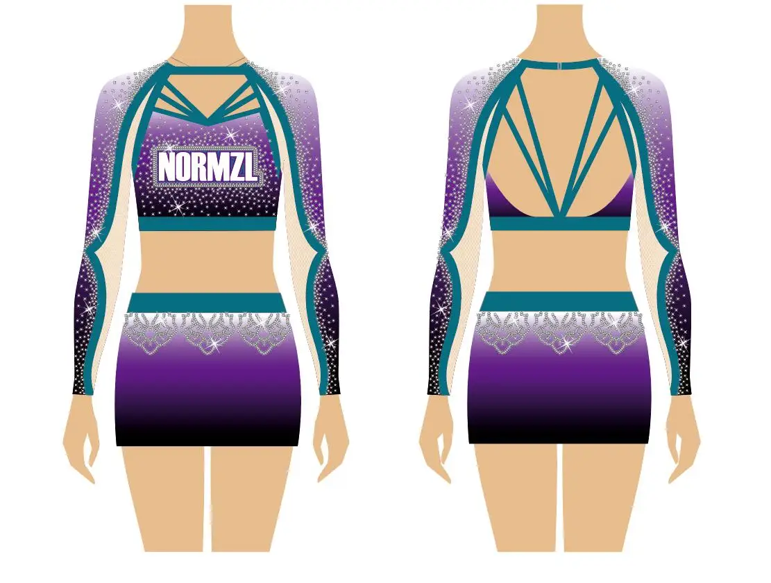 OEM cheer rhinestones costumes cheap sparkle hot sexy Cheerleading Uniforms for team