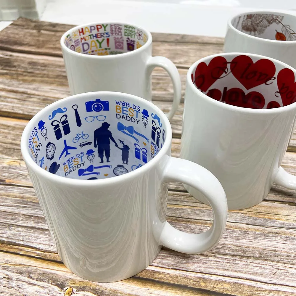 Wholesale Sublimation Mug 11 12 Oz Inside Colorful Reactive Glazed Ceramic Mugs For Valentines Day Gift Anniversary