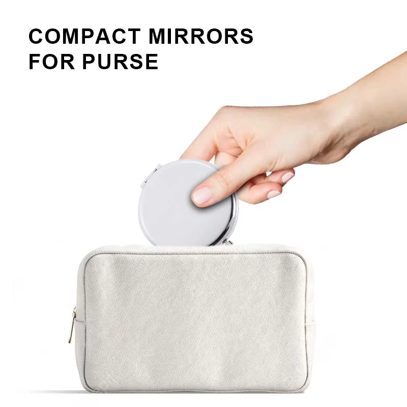 Portable Travel Gift 1x/2x Magnifying Metal Makeup Mini Folding Handheld Gold Compact Mirror Small Mirror for Purse