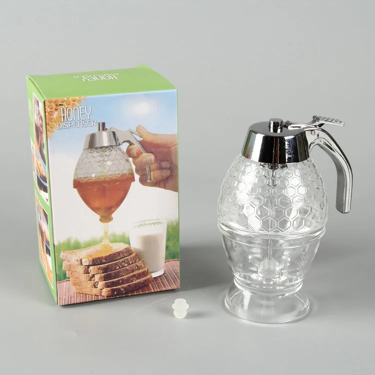 Low MOQ No Drip acrylic plastic honey pot with stand