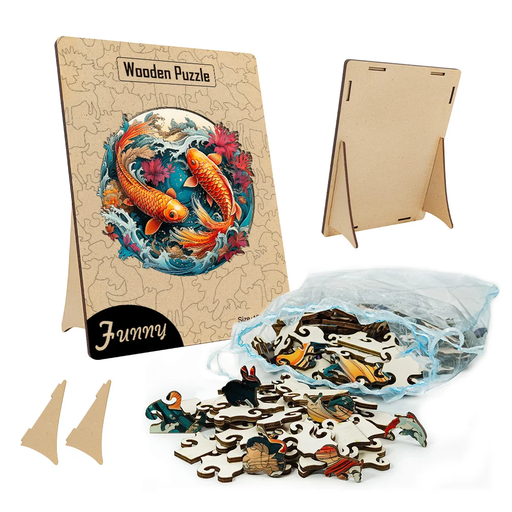 Hot Selling High Difficulty Hand-make Toy Animal Themes Wooden Puzzle Circular Shape Wooden Irregular Puzzle For Family