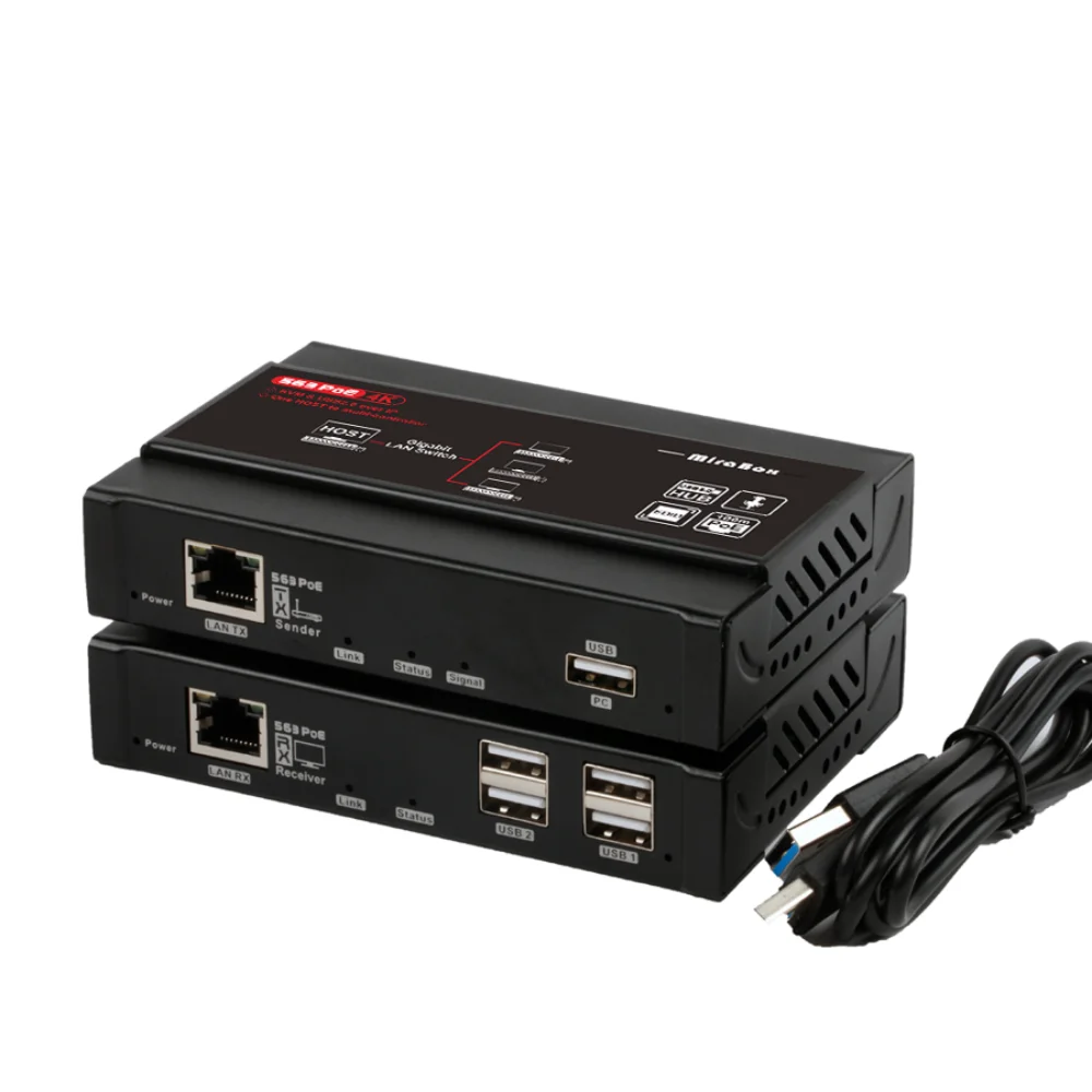 Factory Outlet One to Many USB KVM over IP 4K@30Hz 4:4:4 USB Extender Low Latency PoE 4K KVM Extender