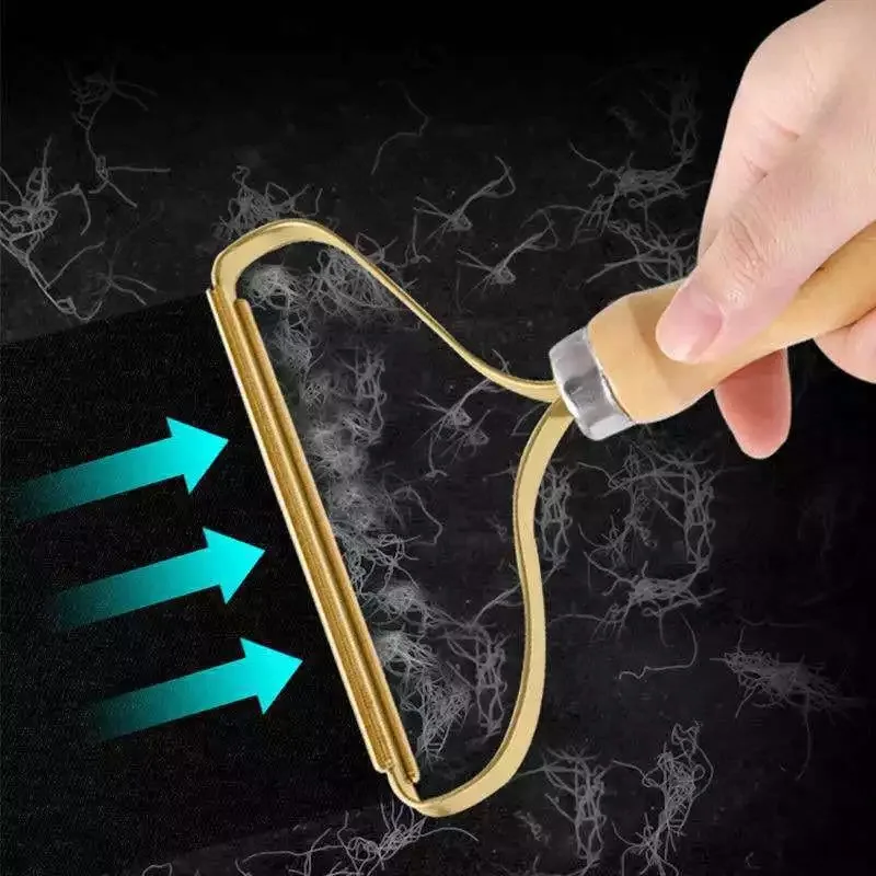 Portable Lint Remover Reusable Double Sided Clothes Fuzz Shaver Brush Wooden Lint Remover