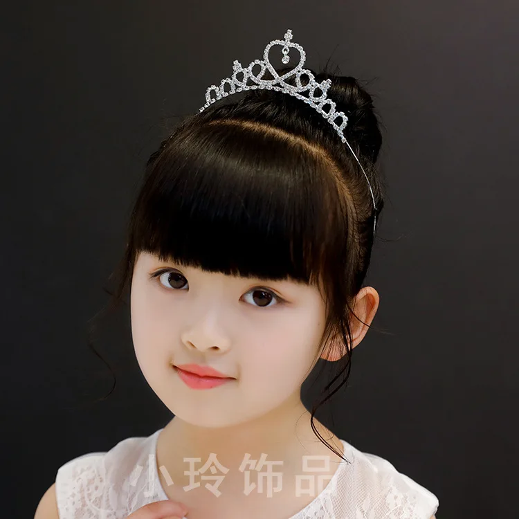 New kids head decoration crystal crown tiara children princess rhinestone crown for girls bridal heart crown