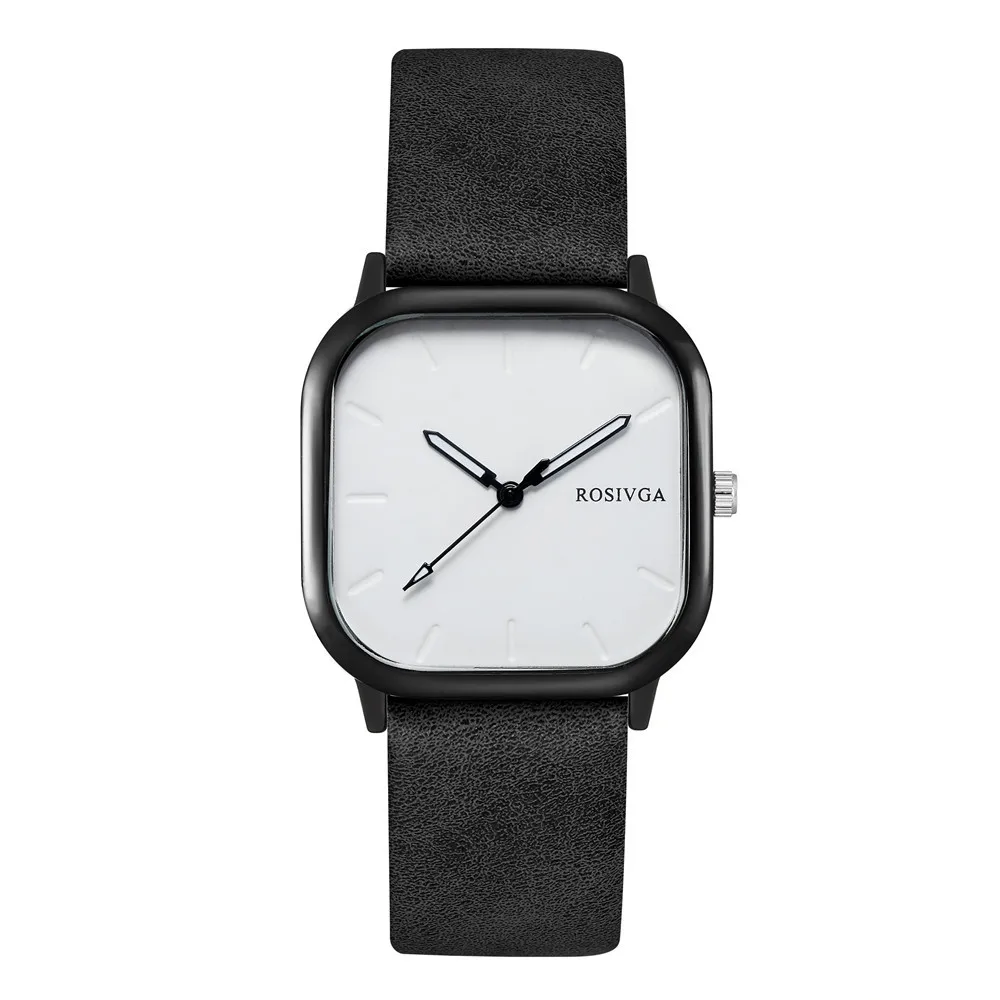 Hot Sell Fancy Fashion Stainless Steel Case Unique Design Leather Watch British Style Square Dial Quartz Casual Watch Business