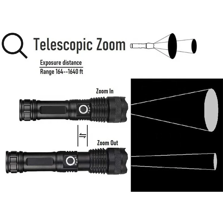 Waterproof 20W XHP50 26650 Battery Powered 2000 lumens Flashlight Torches Rechargeable Led Tactical Flashlight For outdoor