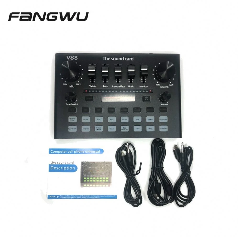 Высококачественная звуковая карта Exernal V8 и Bm800 Microphon Live Stream