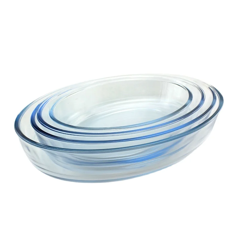 3pcs Baking Dish Set Table Service Glass Dish Baking Tray Heat Resistant Glass Oven Safe Baking Pan