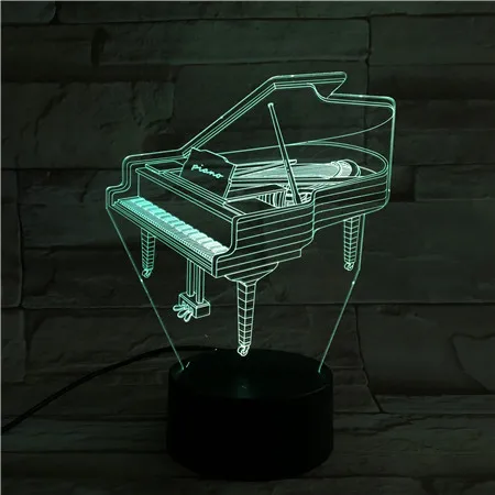 
Factory wholesales piano shape 3D Night Light 3D Illusion Lamp ABS Base 3D LED Night Light with 7 colors changing 