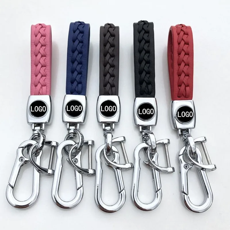 Wholesale Custom Leather Braided Car Keychain Metal and Leather Car Keychains for Car Pendant Clothes Stainless Steel Key Chains