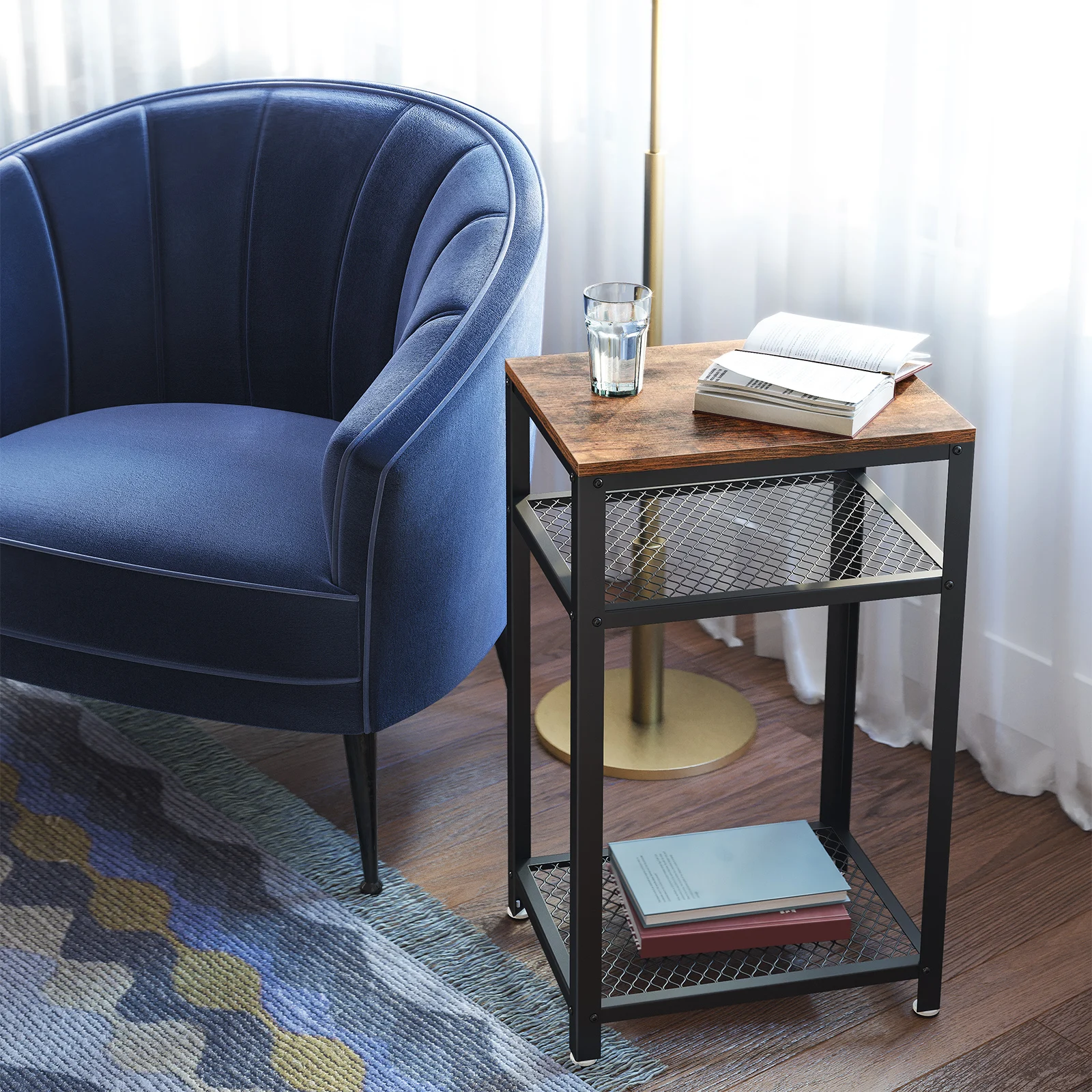 VASAGLE living room modern rustic industrial wooden center end sofa table,sofa side laptop coffee table