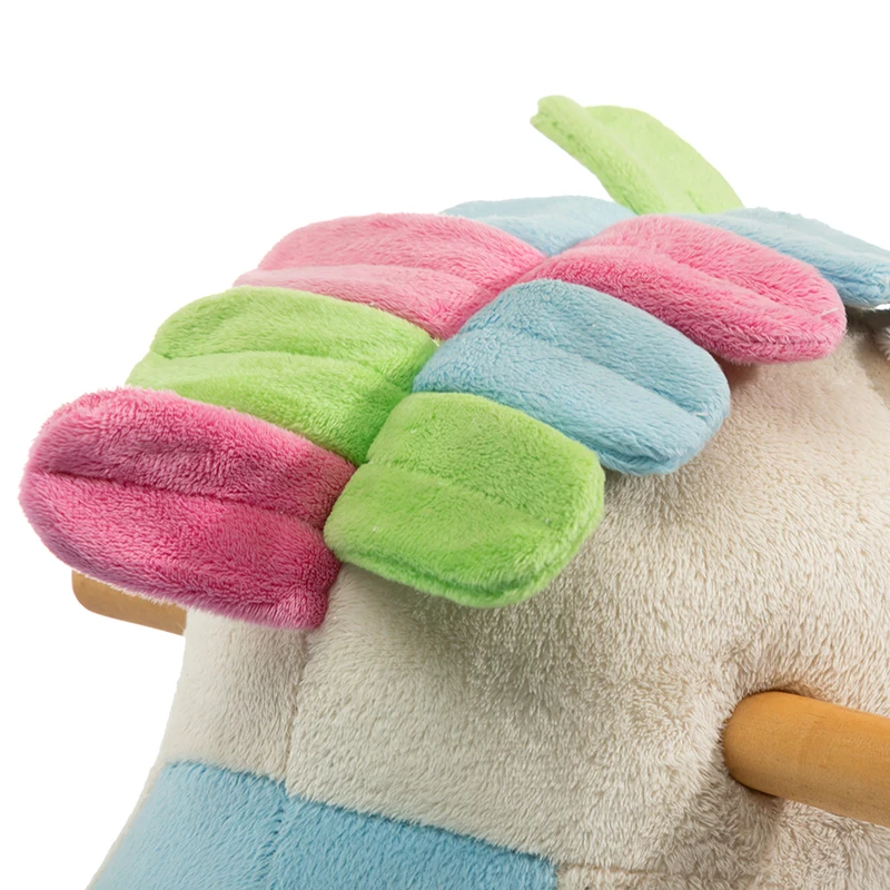 
Baby Kids Toy Plush Rocking Cattle Rider Toddler Seat Wood Rocker 