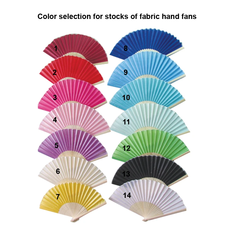 Wedding return gift white folding fabric Hand Fans with bamboo ribs