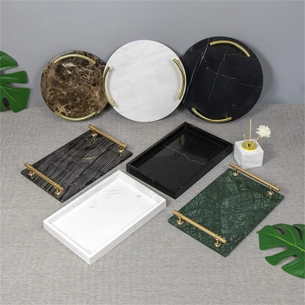The Latest Natural Marble pure Colors Square Thin Serving Tray Dessert Food Fruits Display Hotel Villa Decoration marble Tray