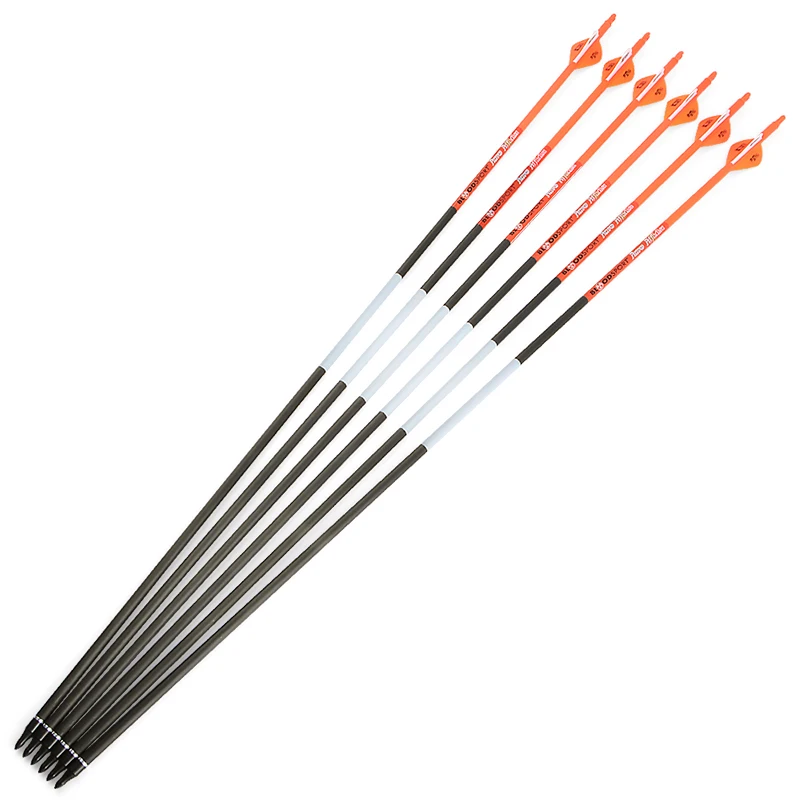 Hunting bow Spine 300 Pure Carbon Arrow 31 Inches for Compound/Recurve Bow and Arrow Archery