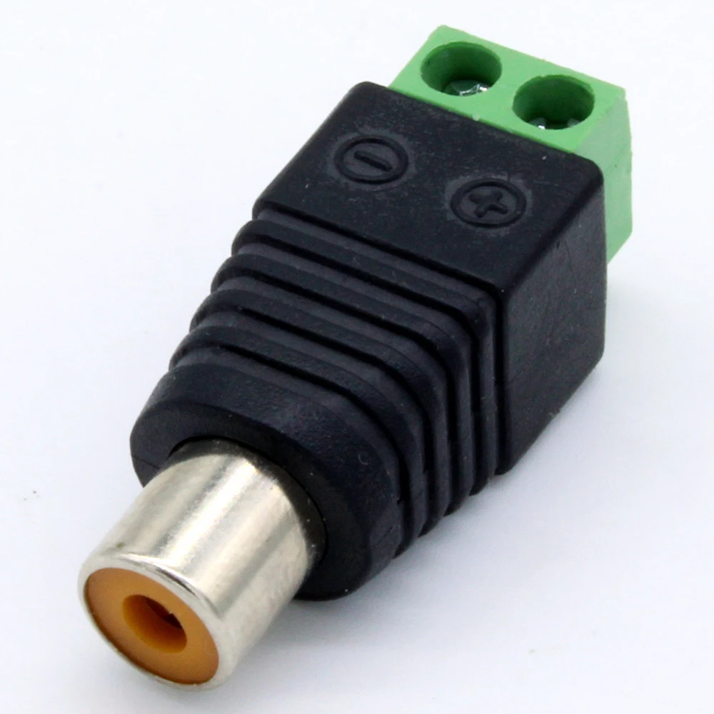 CCTV AV to Screw Plug 2 poles Green Type Screw RCA Male Connector