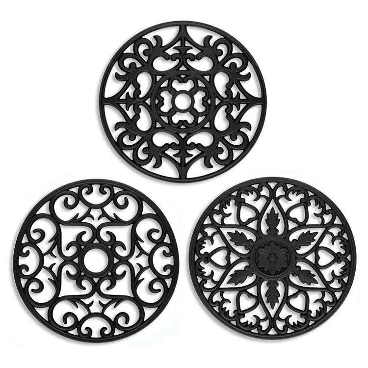 Non-Stick Carved Heat Resistance Round Pot Holder Hollow Silicone Trivet Mat Use For Hot Dishes,Pots & Pans Cups Hot Pads