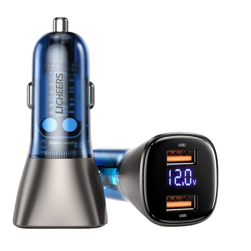 LICHEERS Trending Type-c Car Charger PD QC 12v Smart Dual USB Type-C Multi-Functional Quick Charging Cigarette Lighter Adapter