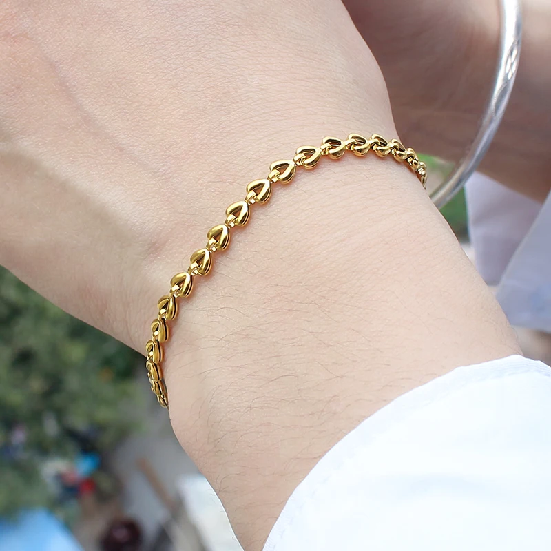 Punk Geometric Small Chain & Link Bracelets with Necklace Set 44.5cm Gold Necklace 20cm Luxury Bracelet  Jewelry Gifts Free Ship