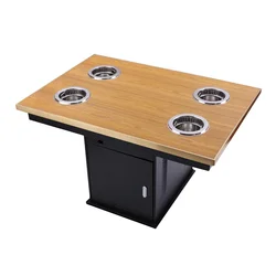 Restaurant Commercial Mini Hot Pot Table Dining Solid Wood Hotpot Table
