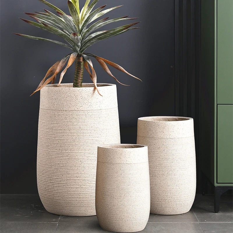 Dia 23/33/46cm Large Planters Wholesale Price Flower Pots Planters Outdoor Indoor Durable Fiber Clay Pots for Plants