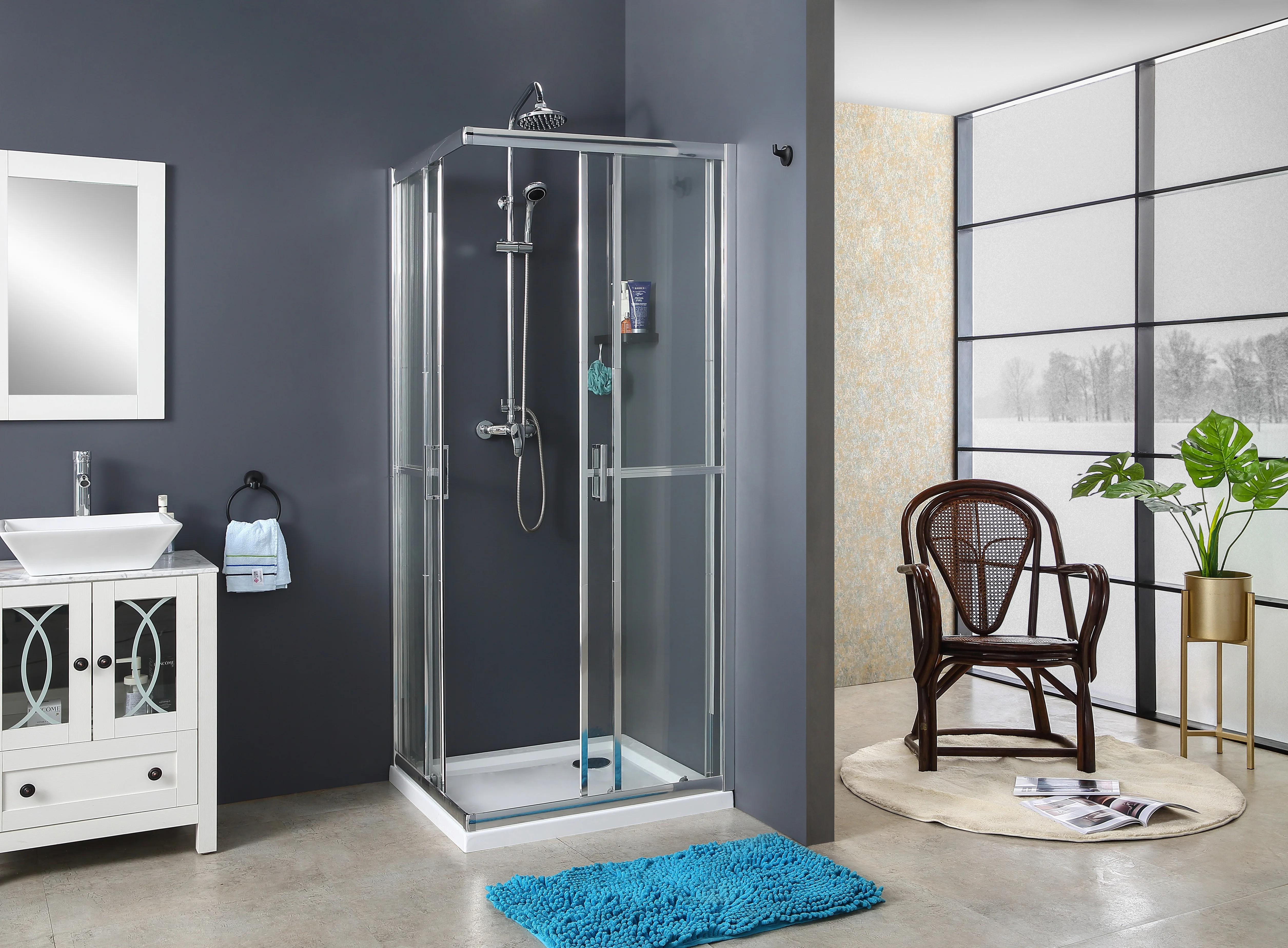 Factory direct KD structure black shower door most popular shower cabin bathroom shower room