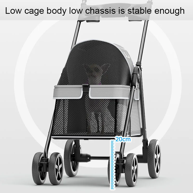 Wholesale pet travel outdoor walking ventilate stroller dog with 4 Wheels trolley