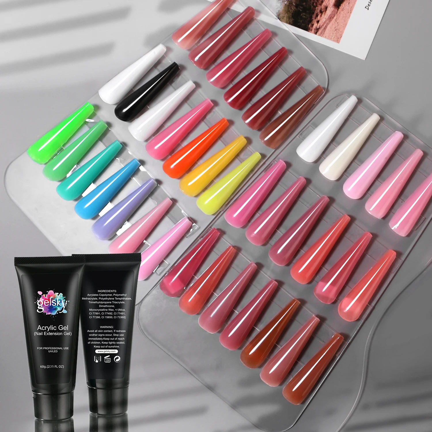 Gelsky New Product Supplier Nail Poly Gel Manufacturer Low Price Poly Gel Nail Kit Package Solid Color Poly Gel