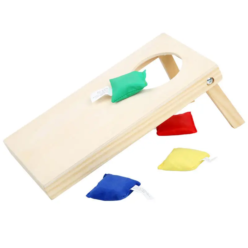 table mini wooden Corn hole Toss Game Set with 4 Bean Bags board game toys
