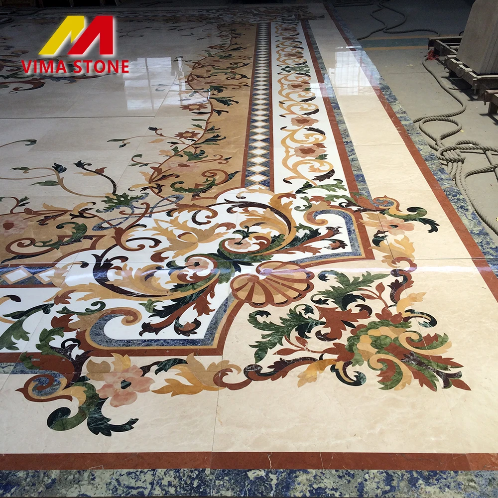 High Quality Stone Waterjet Marble Pattern Tile Waterjet Marble Medallion Flooring Tile for Lobby Entrance Flooring Marble Tile