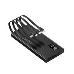 The new ultra-thin cable mobile power supply with large capacity digital display charging treasure wholesale customization