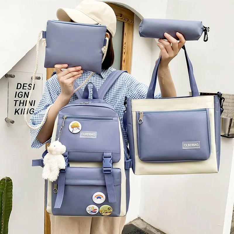 
Custom Luxury Fashion New school backpack Shoulder Bag Purse handbag 4pcs set College Students Bag In Class Can Be Portable 