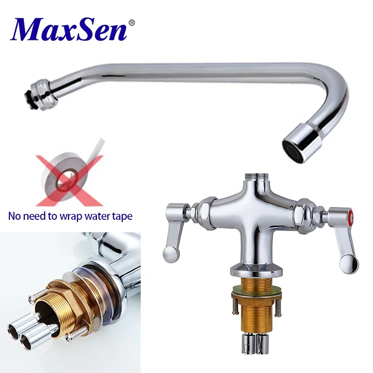 Deck Mounted Pantry Faucet with Gooseneck Spout Brass compression cartridge Cartridge and Lever Handle