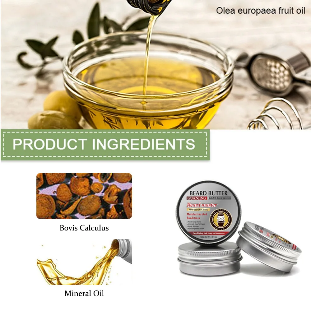 Exquisite Bezoar Cream Modeling Moisturizing 60g Beard Cream Men Softener Growth Beard Cream