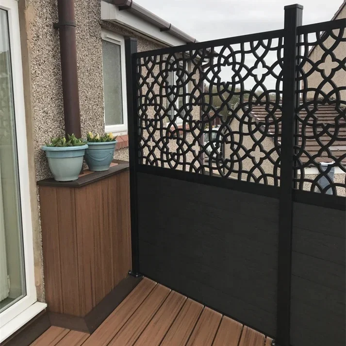 Outdoor Customized Wpc CNC Cut Composite Wood Plastic Composite Privacy Lattice Screen for  Fence Set  Wall Panel and Pergolas