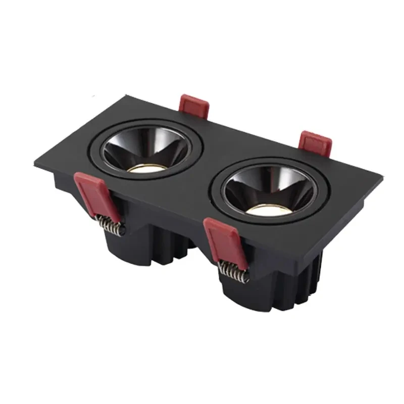 Single Double Triple Head Ceiling Spot Light Aluminum COB Anti Glare Recessed LED Downlight