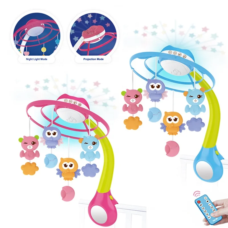 Baby rotating bell crib mobile baby with projection function remote control baby music bed bell