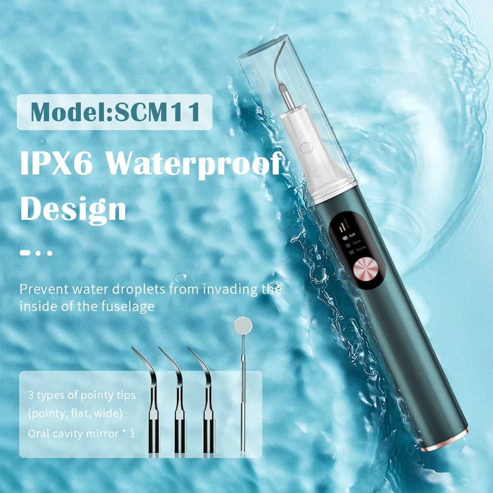 Electric Household Calculus Remover Portable Tooth Cleaner Ultrasonic Dental Scaler with LED spotlight