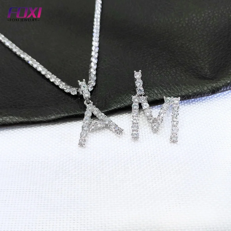  Кулон Wuzhou Foxi с буквами алфавита на заказ позолоченное Латунное ожерелье алмазным теннисным