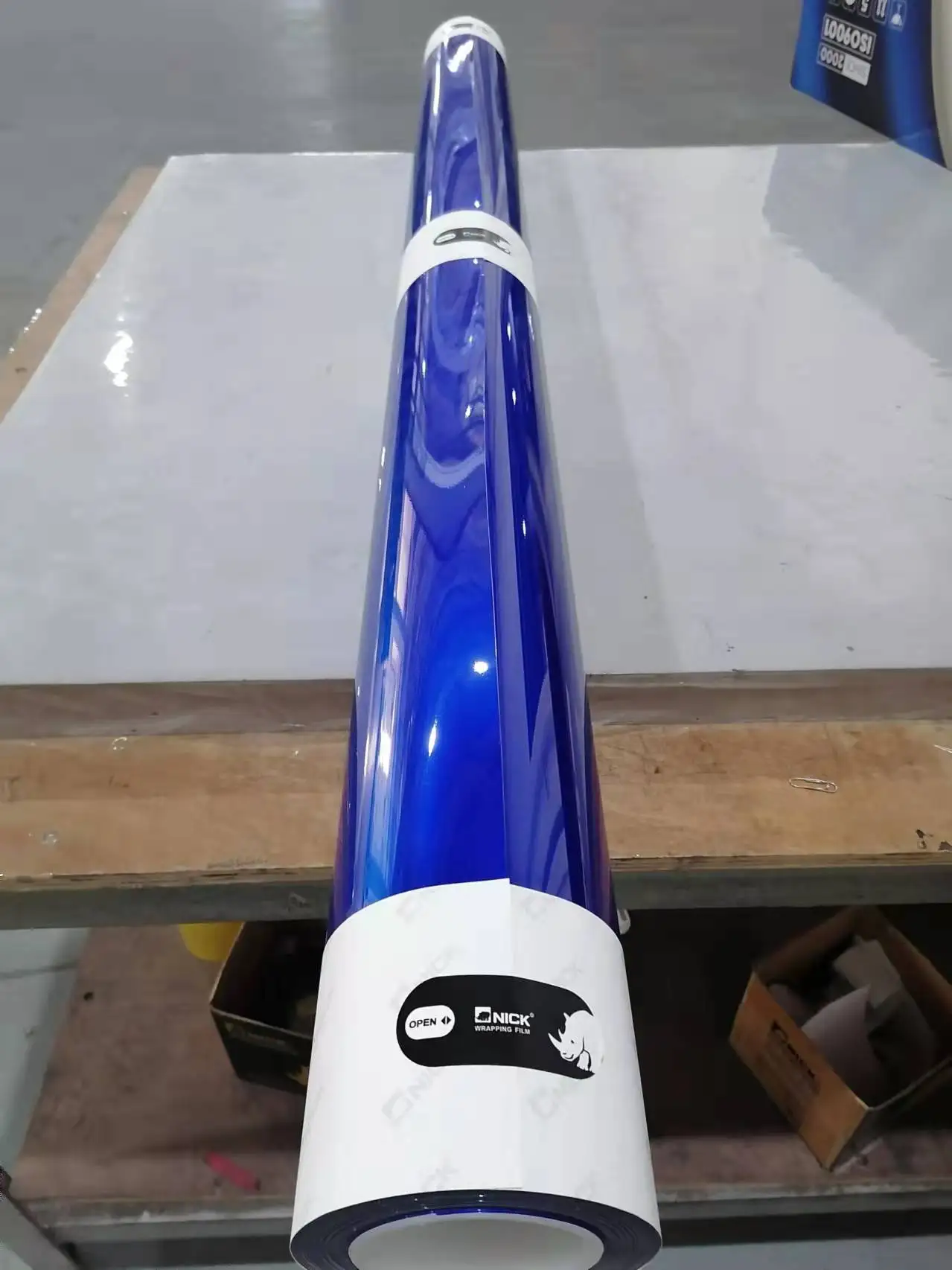 Синяя Автомобильная виниловая оболочка без пузырьков воздуха глянцевая металлическая синяя для кузова