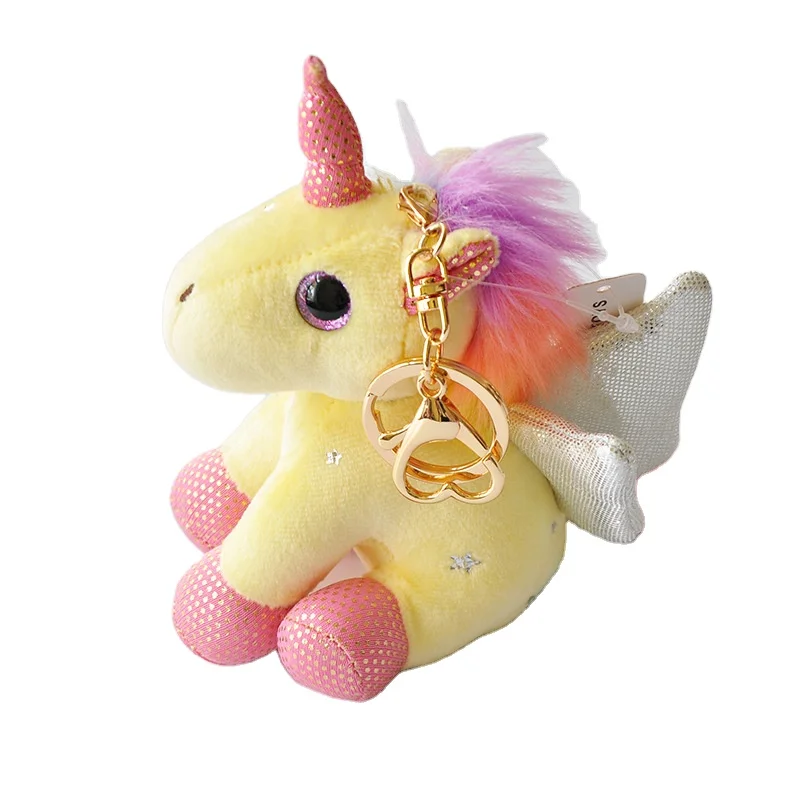 New small fresh angel unicorn fur toy backpack key chain pendant gift doll plush doll manufacturers direct sales