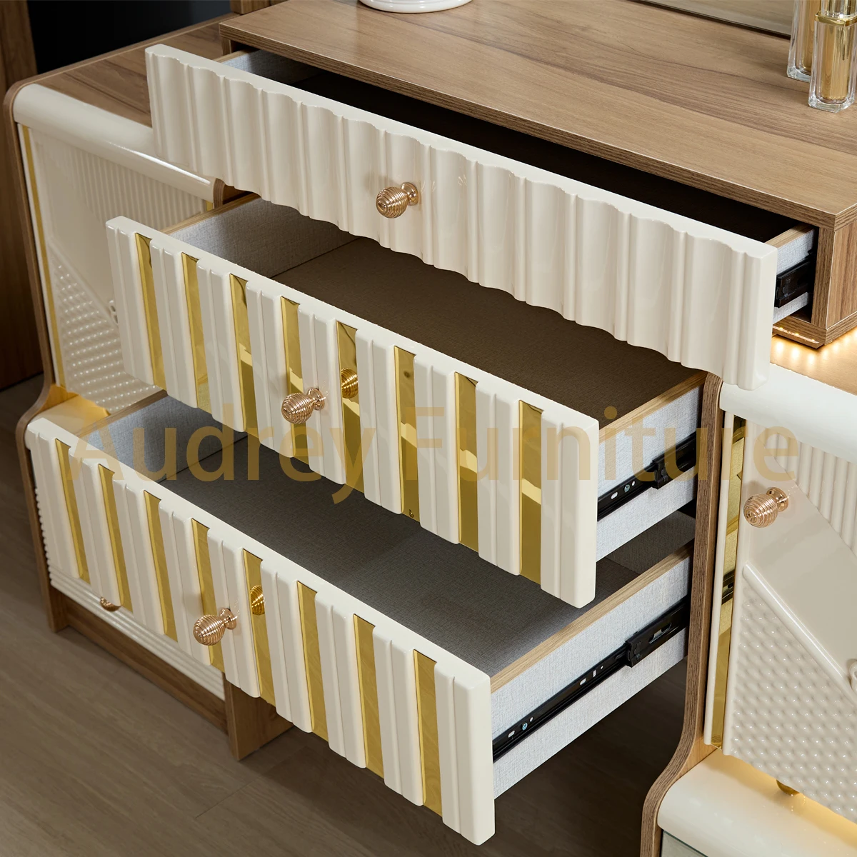 Audrey Modern Style Queen King Size Five Pieces Bedroom Furniture Luxury Bedroom Sets