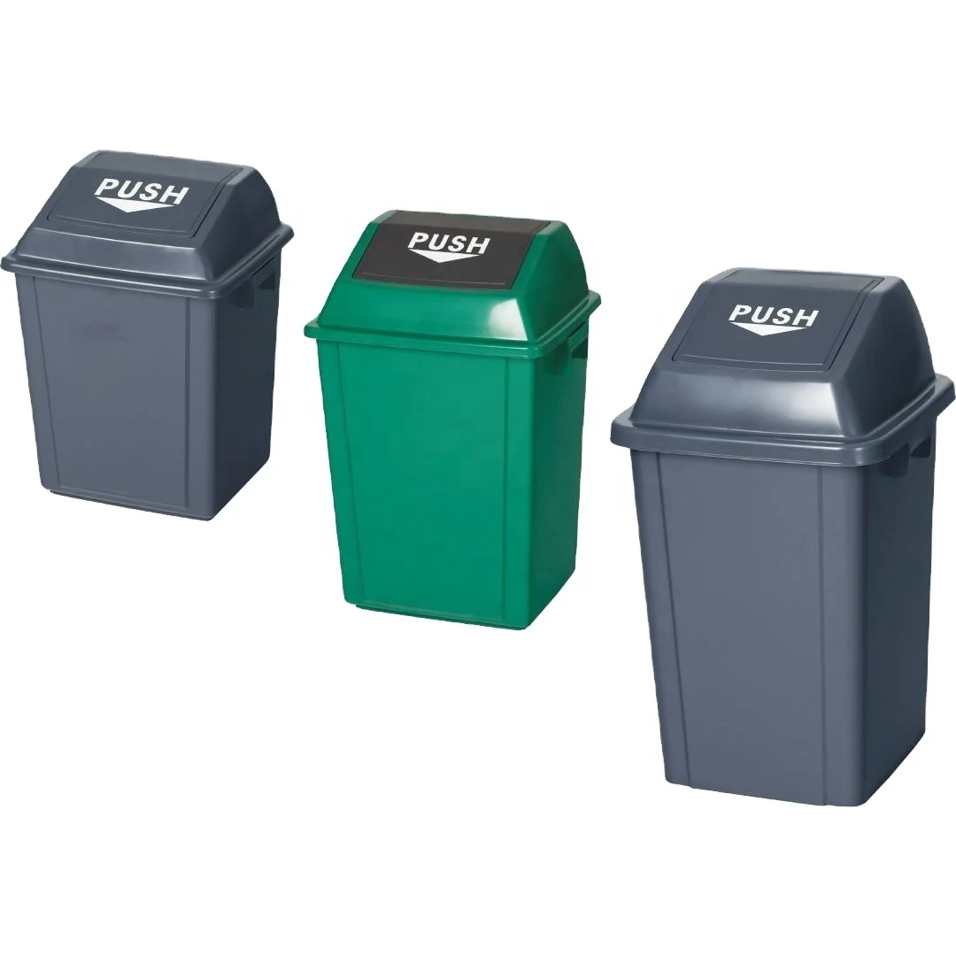 25L 40L 60L 100L custom logo plastic waste bin push lid pull out  trash can recycle garbage bin
